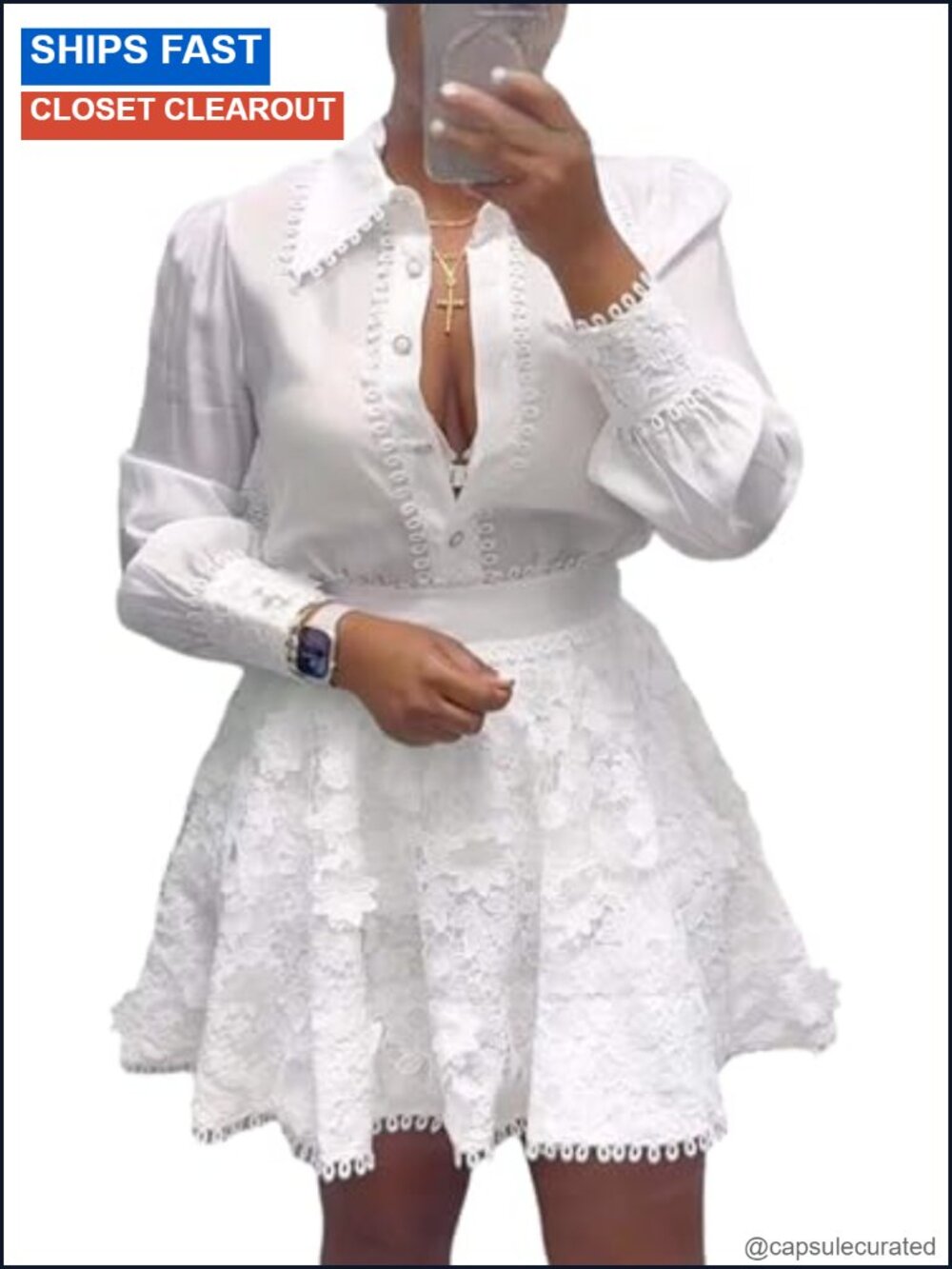 Wuitrie 2 Piece Outfit Women Long Sleeve Blouse Floral Mini Skirt Set